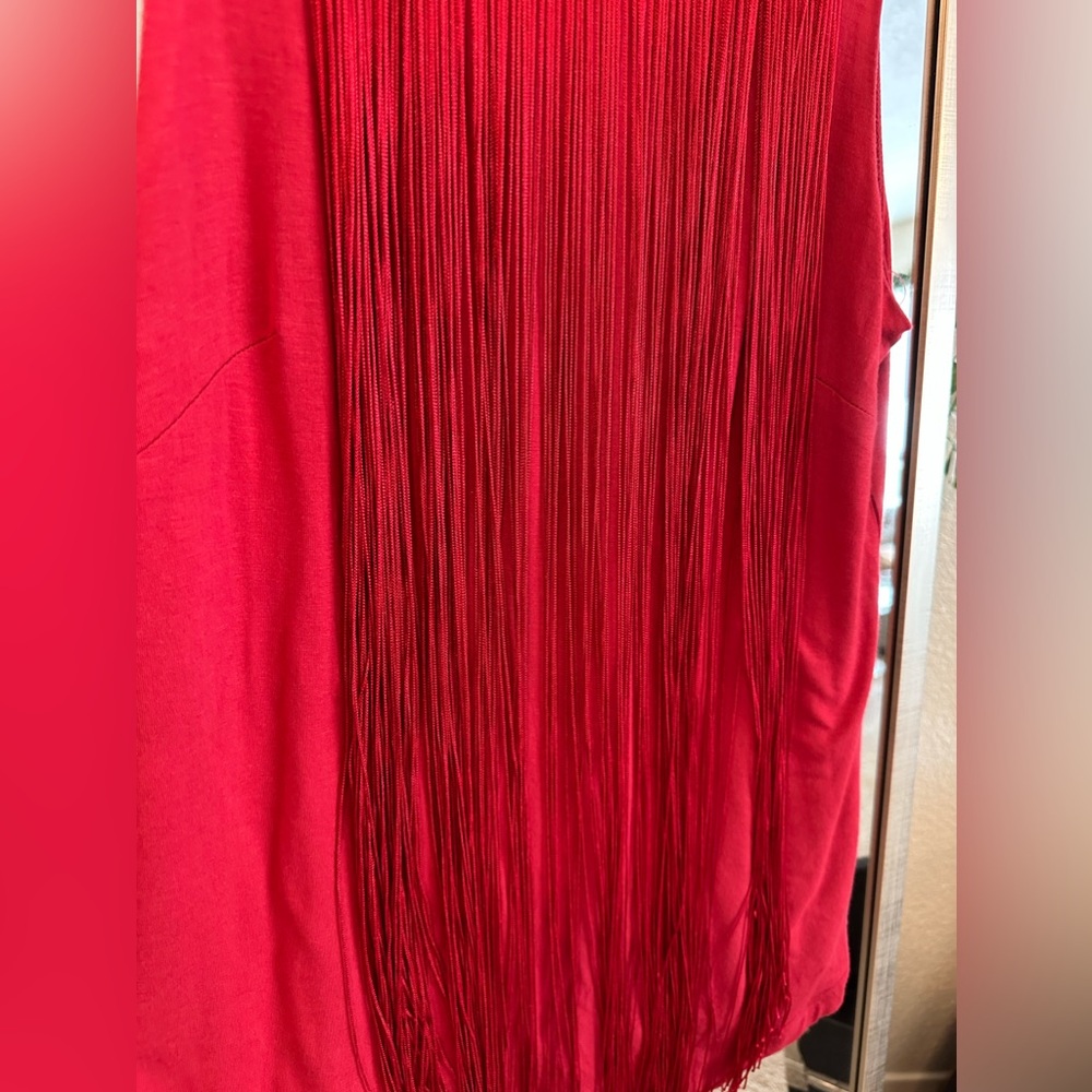 Cowgirl Up Red Fringe Tank Top - Picture 2 of 4